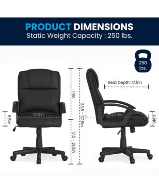 Task Chair, Mid-Back, Padded Seat & Back, With Arms, Adjustable, Office Furniture