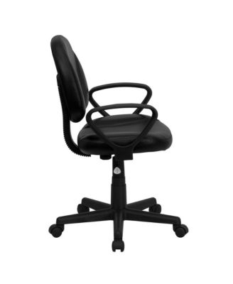 Mid-Back Leather Swivel Ergonomic Task Office Chair With Back Depth Adjustment And Arms