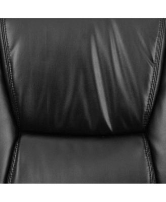 1 PC Leather Big & Tall 500 Lb. Rated Tufted Executive Side Reception Chair With Sled Base