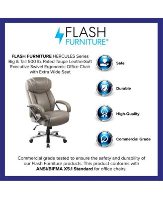500 Lb. Big & Tall Leathersoft Executive Ergonomic Office Chair With Wide Seat