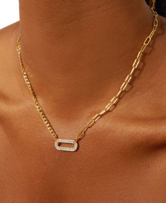 Diamond Two-Chain Link 18" Pendant Necklace (3/4  ct. t.w.) in Gold Vermeil, Created for Macy's