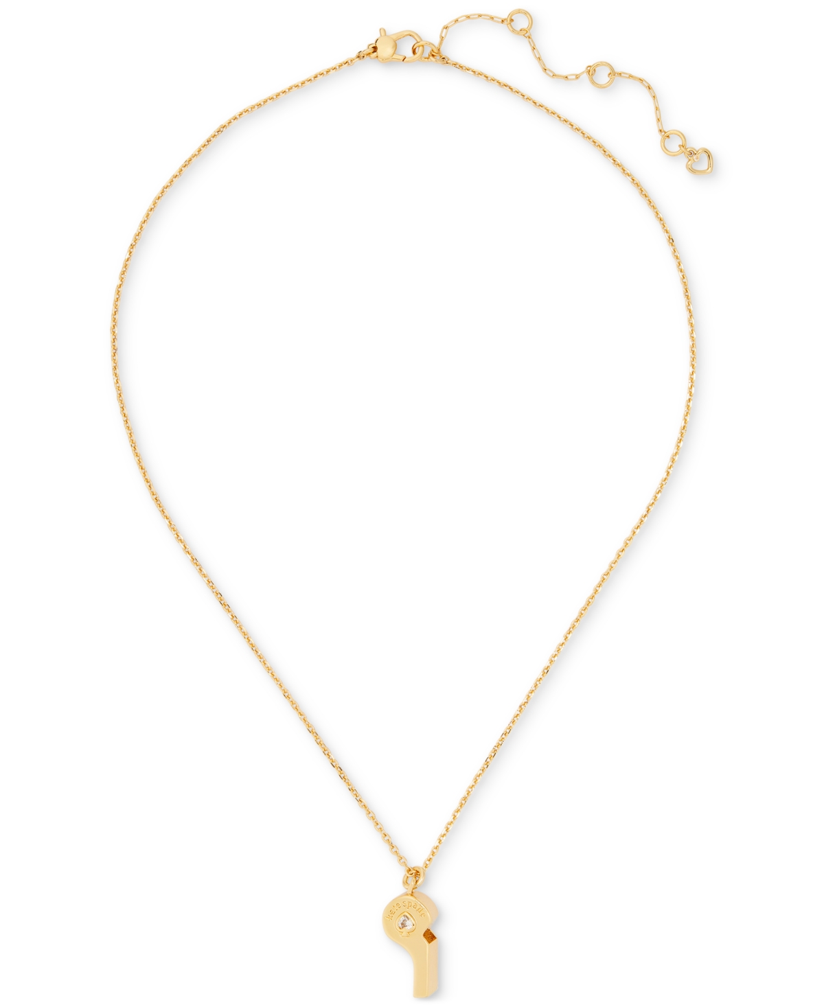 Gold-Tone Cubic Zirconia Spade Whistle Pendant Necklace, 16" + 3" extender - Gold.