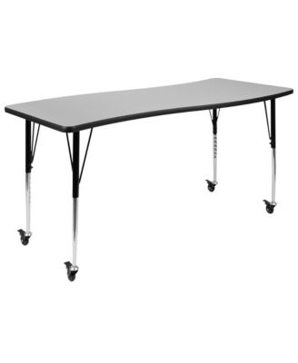 Mobile 86" Oval Wave Collaborative Laminate Activity Table Set With 16" Student Stack Chairs