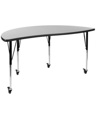 Mobile 86" Oval Wave Collaborative Laminate Activity Table Set With 16" Student Stack Chairs