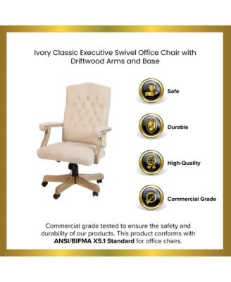 Office Chair, High Back, Tufted, Height Adjustable, 360° Swivel, Upholstered, Home Office Furniture