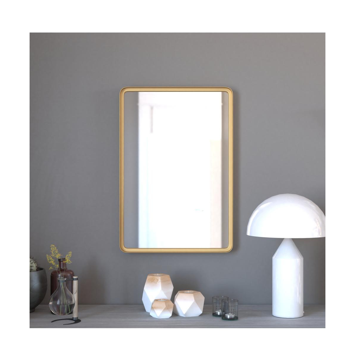 Merrick Lane Halstead Decorative Wall Mirror With Rounded Corners For Bathroom, Living Room, Entryway, Hangs Horizontal Or Vertical
