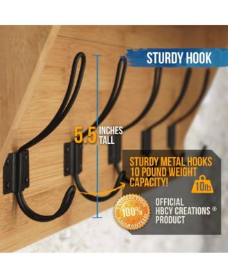 Rustic Wall-Mounted Coat Rack Shelf, 24" Solid Pine Wood with Hooks, Country Style for Entryway, Kitchen & Bathroom