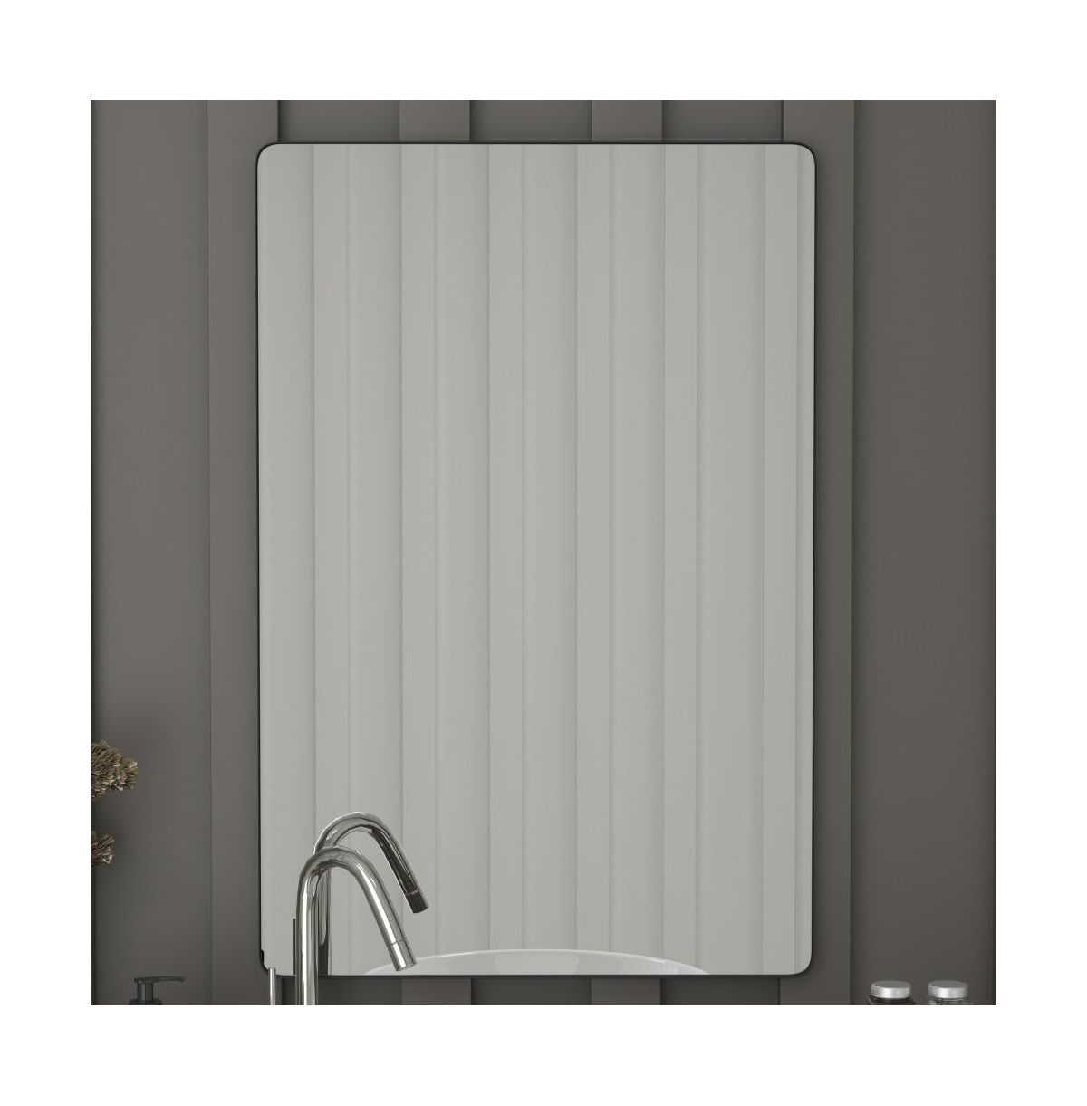 Merrick Lane Hanging Mirror Modern Metal Frame Bordered Wall Mount Mirror With Rounded Corners