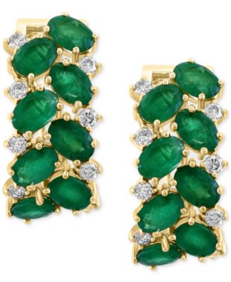 EFFY&reg; Emerald (6-3/4 ct. t.w.) & Diamond (5/8 ct. t.w.) Statement Earrings in 14k Gold