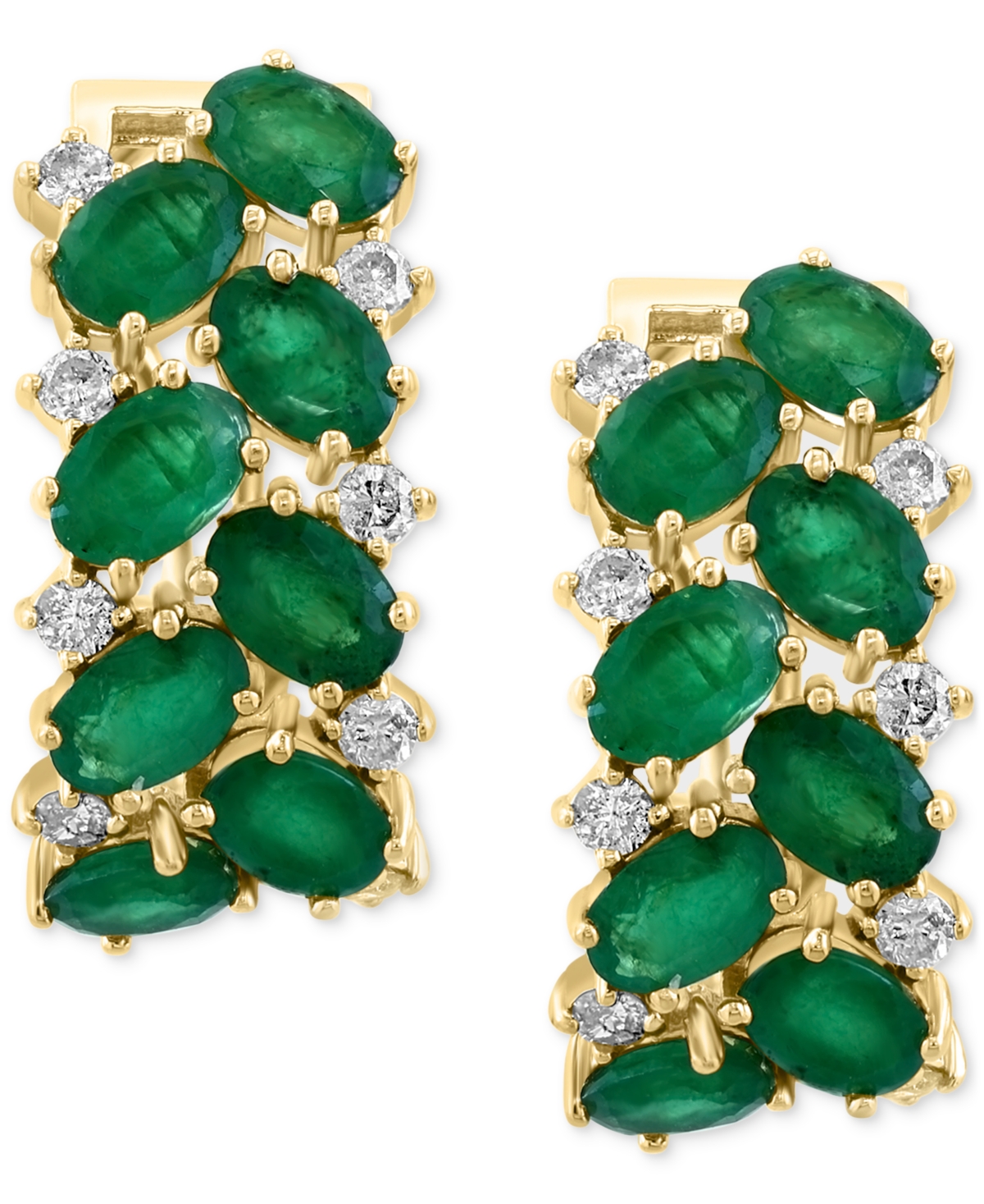 Effy Collection Effy Emerald (6-3/4 Ct. T.w.) & Diamond (5/8 Ct. T.w.) Statement Earrings In 14k Gold In Yellow Gol