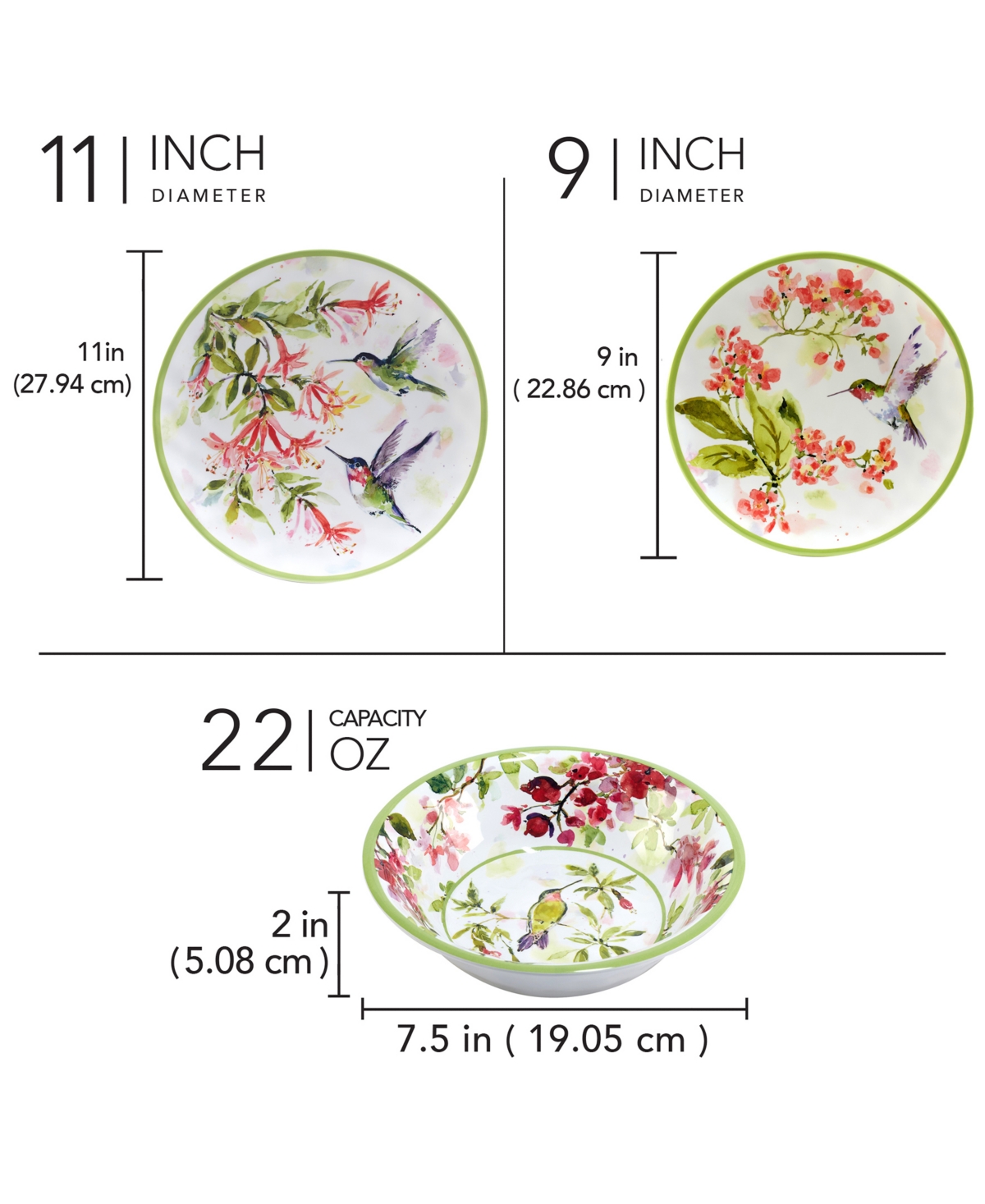 Certified International Hummingbirds 12 Pc Dinnerware Set, Service For 4 In Miscellaneous