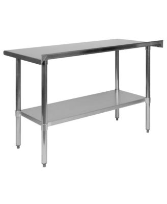 Stainless Steel 18 Gauge Prep And Work Table With Backsplash And Shelf