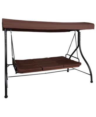 3-Seat Outdoor Steel Converting Patio Swing And Bed Canopy Hammock