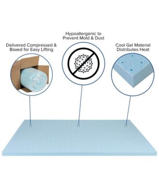 2 Inch Gel Infused Cool Touch CertiPUR-US Certified Memory Foam Topper - Queen