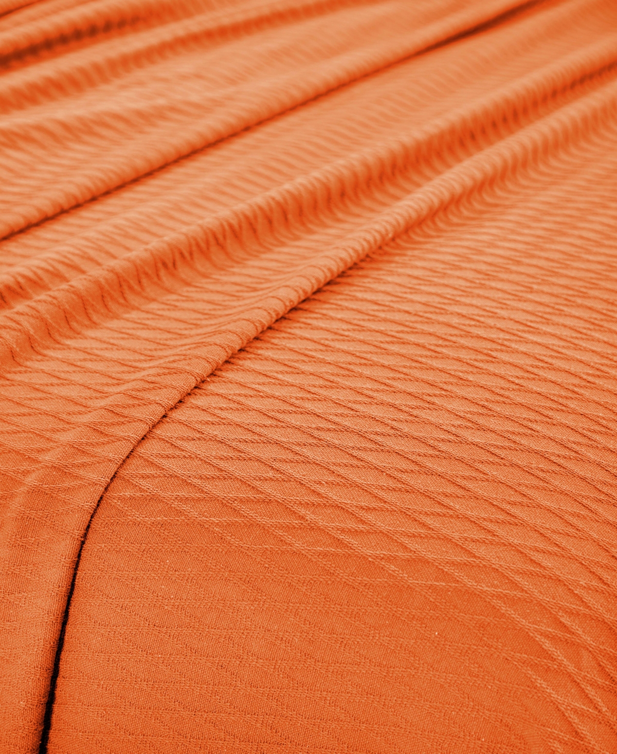 Superior Diamond Pattern All Season Woven Cotton Blanket, California King In Orange