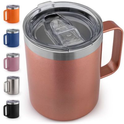 12 oz Insulated Coffee Mug with Lid - Stainless Steel Camping Mug Tumbler with Handle