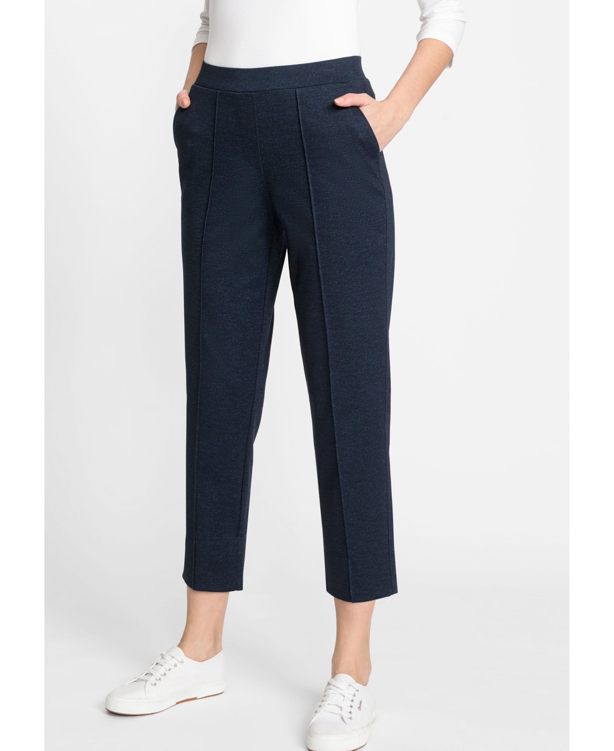 Women's Mona Fit Straight Leg Cropped Jersey Pull-On Pant - Ink blue