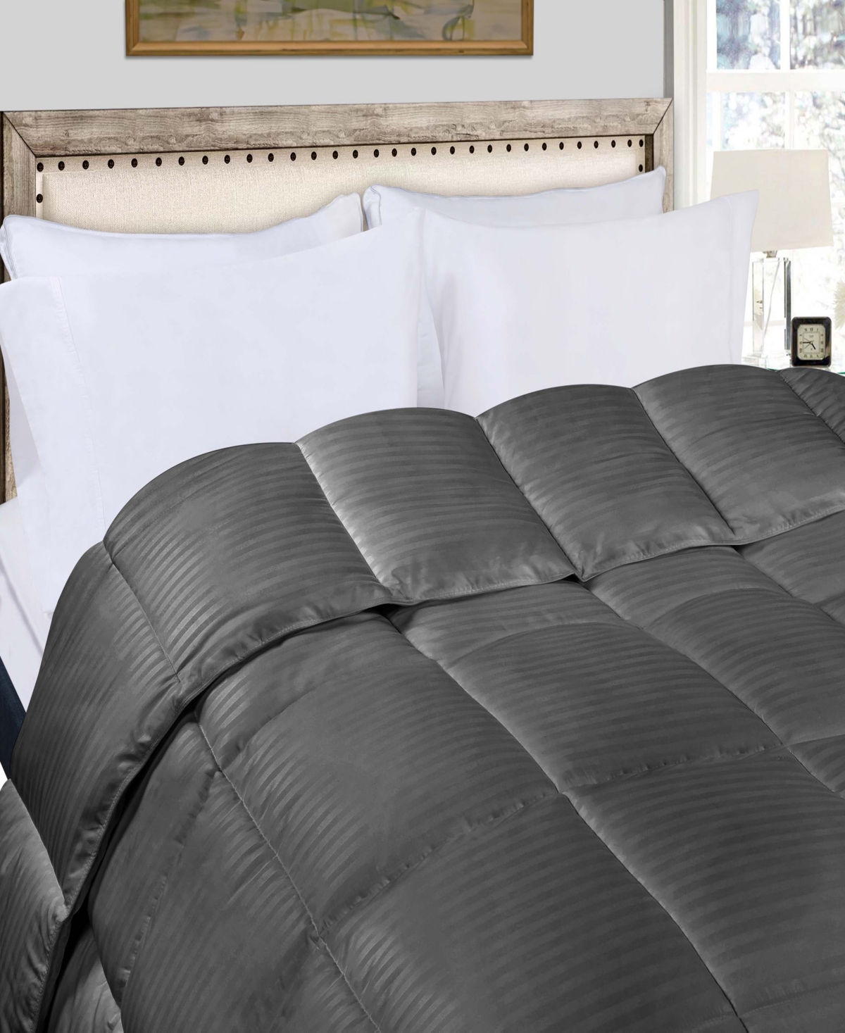 Superior Striped Down Alternative Comforter, Full/queen In Silver