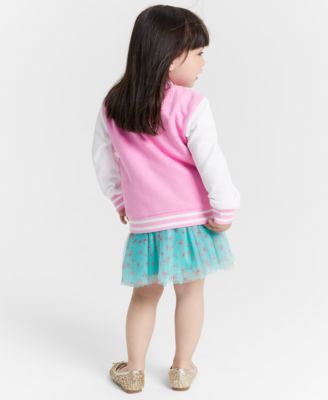 Shop Epic Threads Toddler Girls Varsity Cardigan Minnie Mouse Graphic Tee Tulle Skirt Created For Macys In Juicy Pink