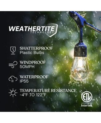 Ambience Pro Heavy Duty Solar-Powered LED Outdoor String Lights with 15 Hooks, Warm White (27 ft.)