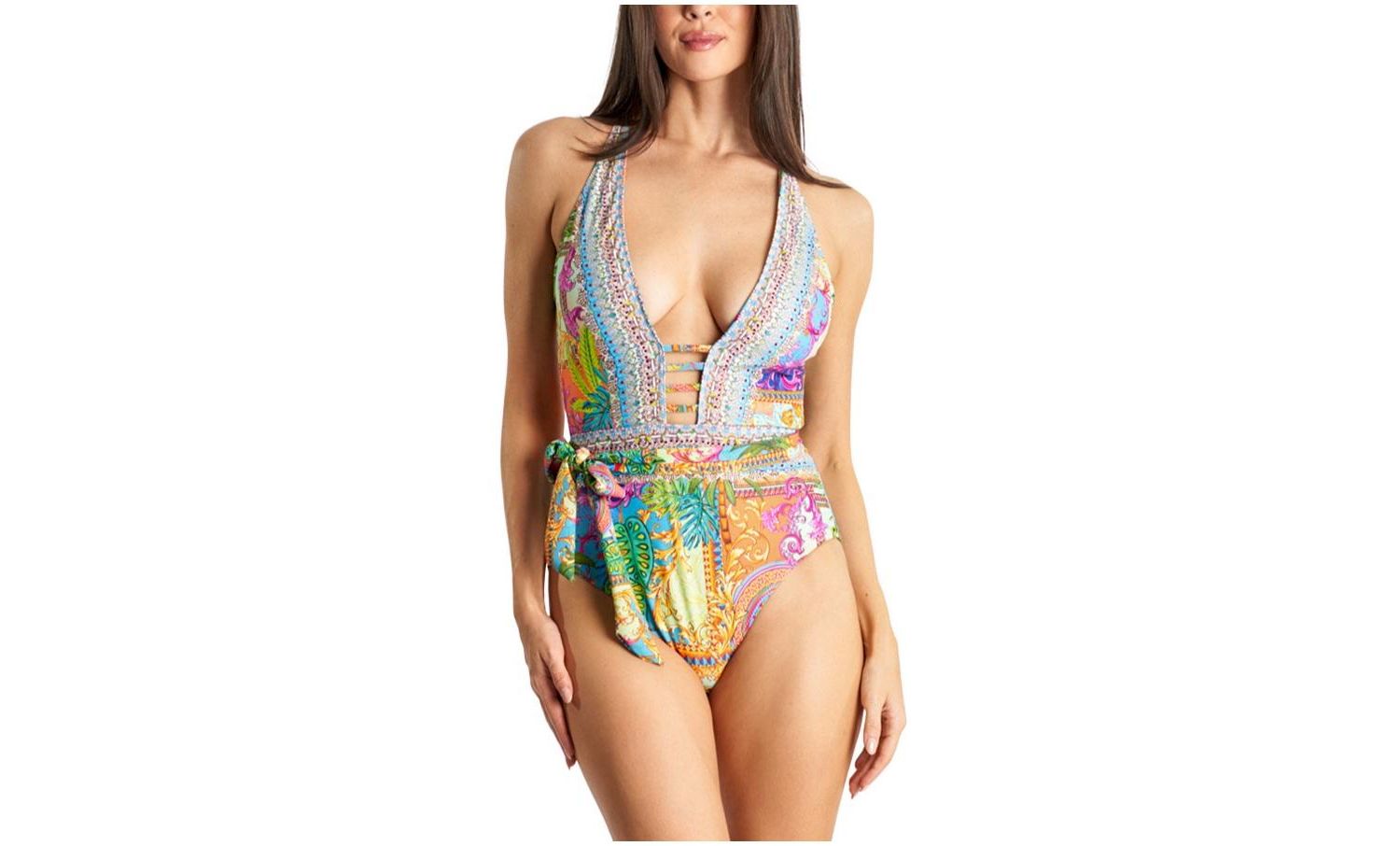Women's Cutout Belted One Piece Swimsuit