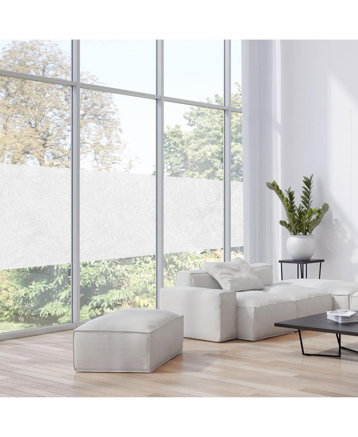 Window Privacy Film - Non Adhesive Opaque Privacy Window Film Glare & Uv Protection (23.4X77.1)
