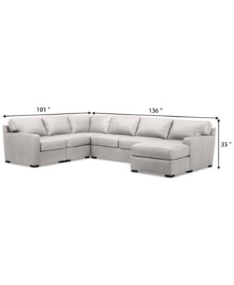 Radley 136" 5-Pc. Leather Square Corner Modular Chase Sectional