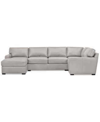 Radley 136" 4-Pc. Leather Square Corner Modular Chaise Sectional