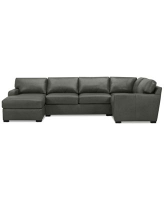 Radley 136" 4-Pc. Leather Square Corner Modular Chaise Sectional
