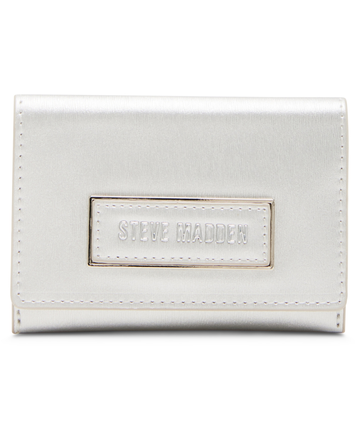 Shop Steve Madden Women's Micro Wallet In Silver