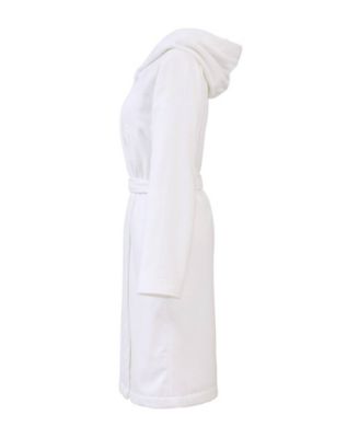 Plain Hooded Cotton Velour Women's Bathrobe