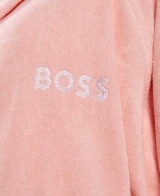 Plain Hooded Cotton Velour Women's Bathrobe