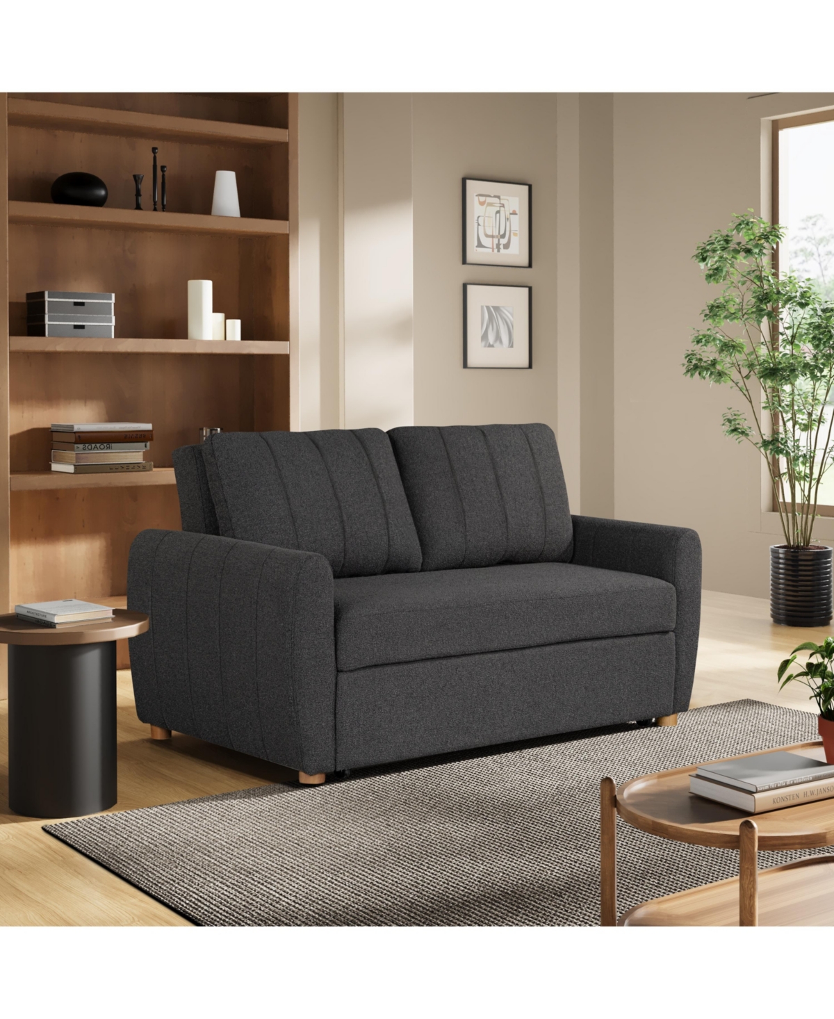 Serta 66.5"w Polyester Gentry Convertible Loveseat In Ivory