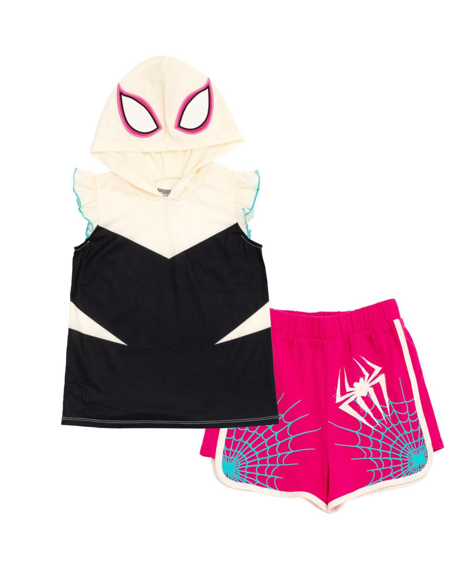 Little Girls SPIDERMAN Spidey and His Amazing Friends Cosplay Tank Top and Dolphin Active French Terry Shorts Outfit Set