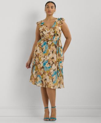 navy blue dress for baby girl Lauren Ralph Lauren Plus Size Floral Empire-Waist A-Line Dress