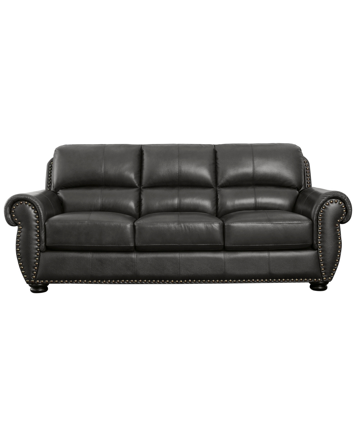 Shop Abbyson Living Arther 85" Leather Traditional Sofa In Dark Gray