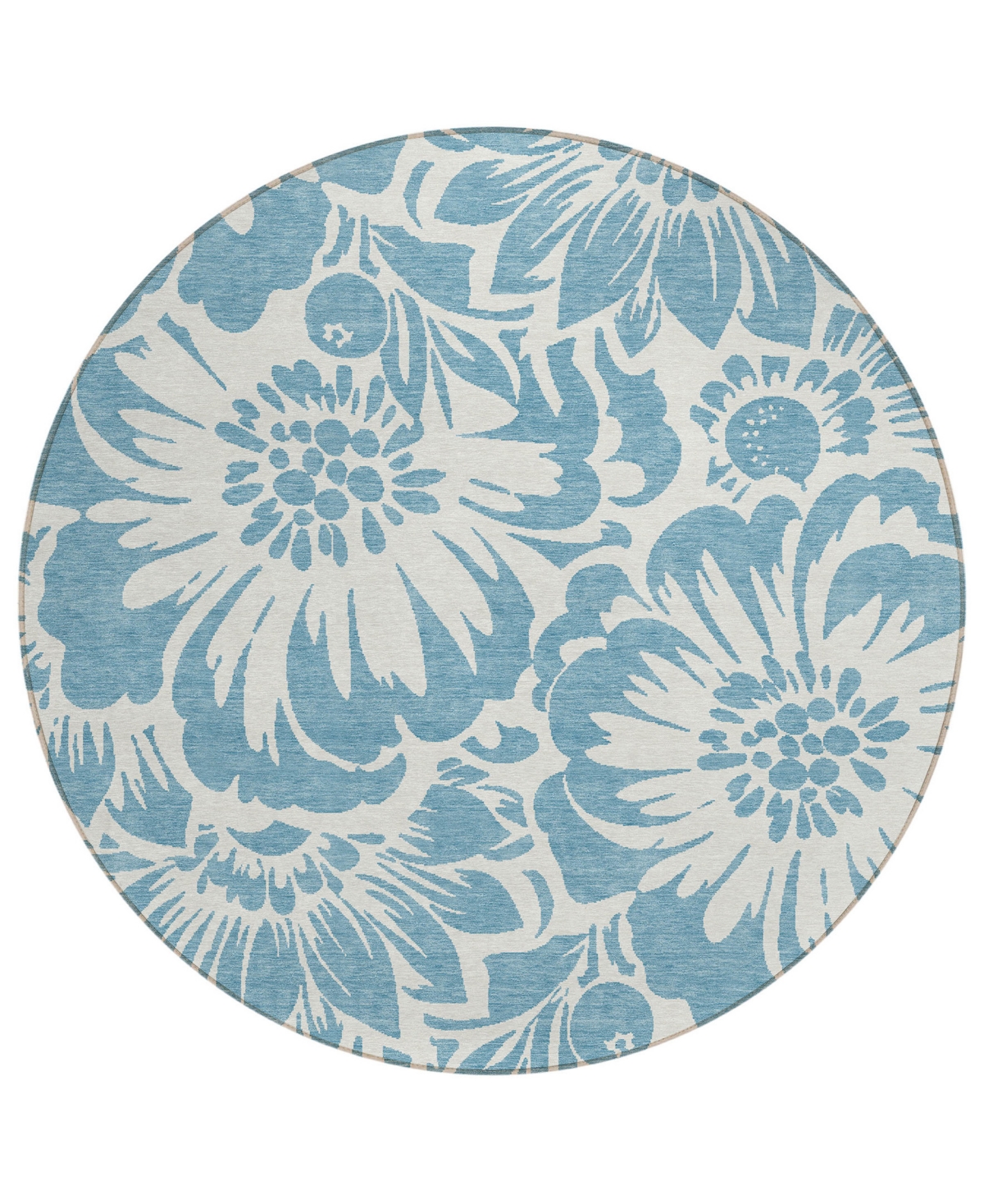 Addison Chantille Machine Washable Acn551 8'x8' Round Area Rug In Denim
