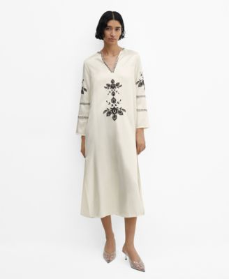 sachin and babi light blue dress MANGO Women's Side Slit Detail Embroidered Dress
