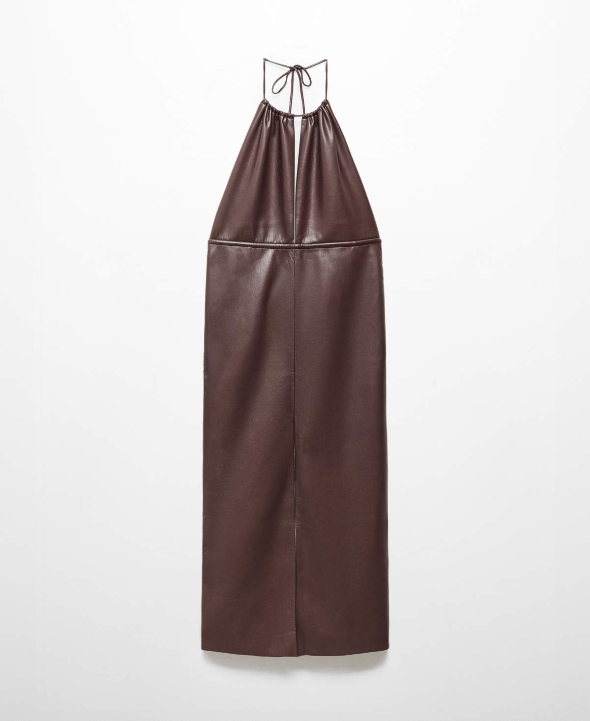 Shop Mango Women's Leather-effect Halter Dress In Dark Red