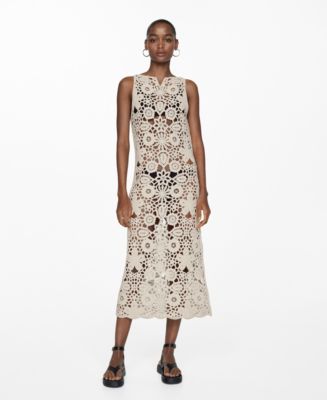 MANGO Women's 100% Cotton Crochet Dress - Macy's