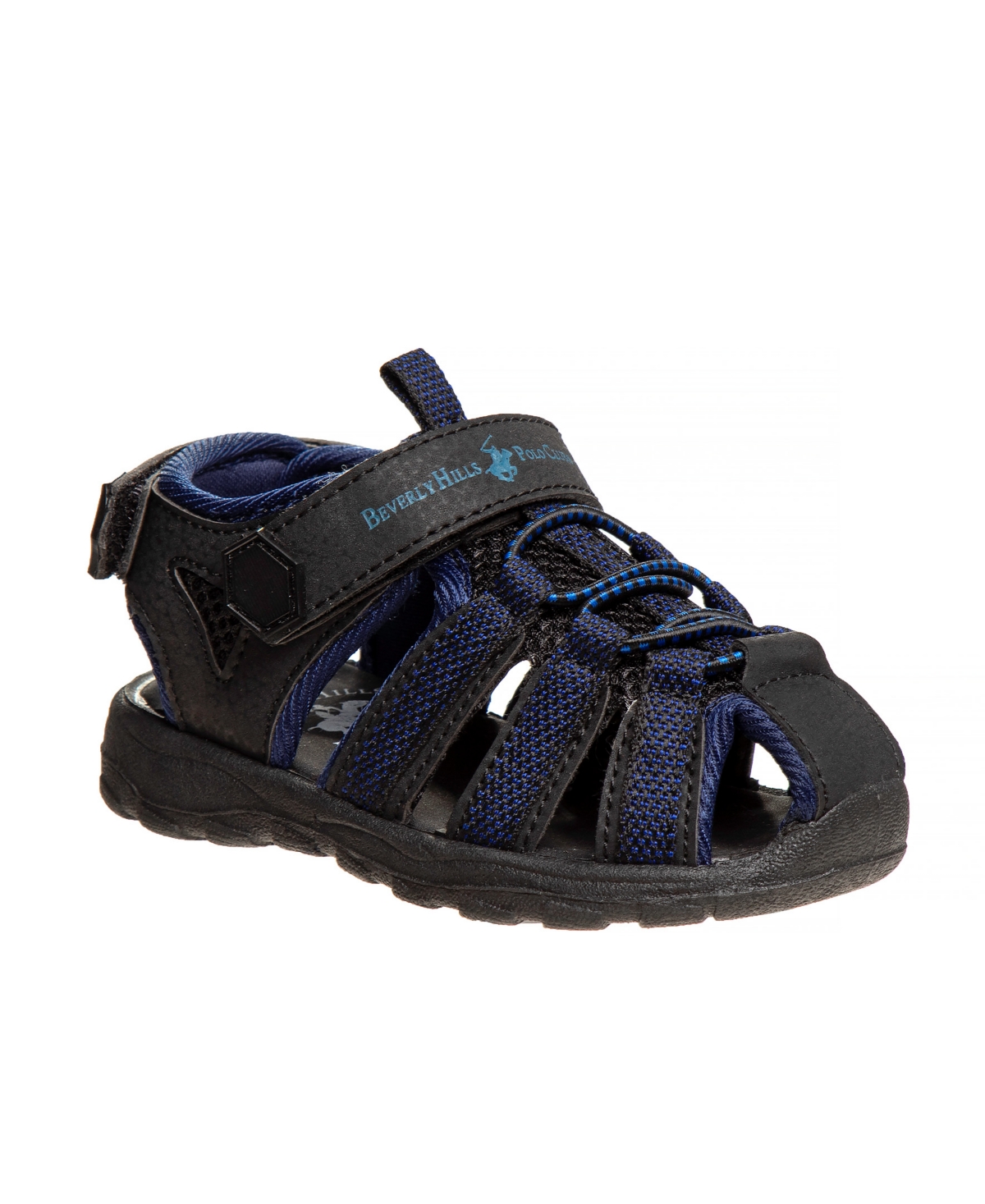 Beverly Hills Polo Club Babies' Toddler Hook And Loop Sandals In Black,navy