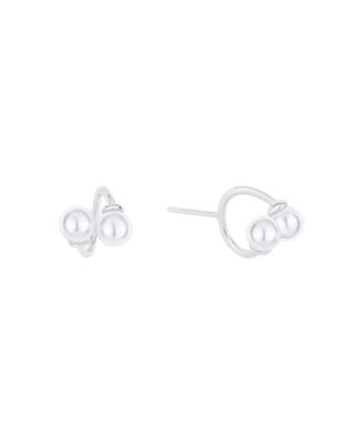 White Imitation Pearl Ear Bud Holder Earring