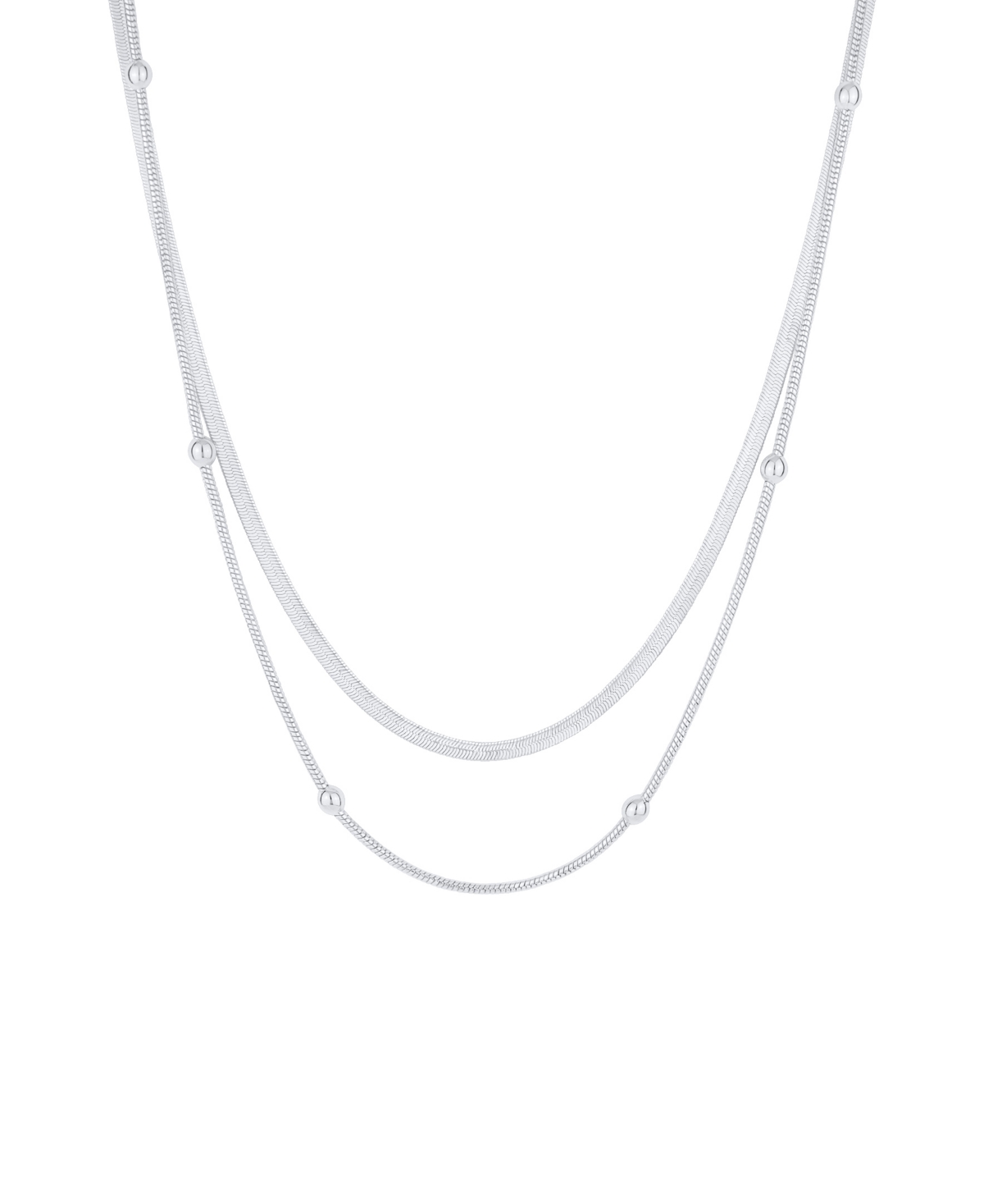 18K Gold Plated or Silver Plated Double Layered Necklace - Silver