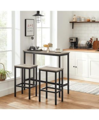 Set Of 2 Bar Stool With Foot Rest And Metal Frame