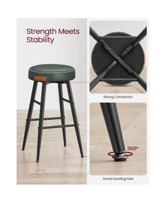 Counter Stools Set Of 2, Kitchen Stools, Breakfast Stools, Synthetic Leather With Stitching