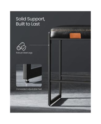 Counter Height Bar Stools Set of 2, Synthetic Leather with Stitching