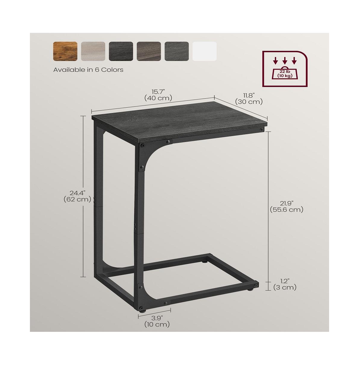 Slickblue Slim End Table, Sofa Side Table, C-shaped Snack Table, Tv Tray Table