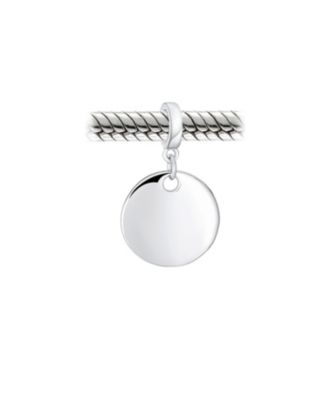 Initial Monogram Round Circle Disc Shape Dangle Bead Charm Sterling Silver European Bracelet