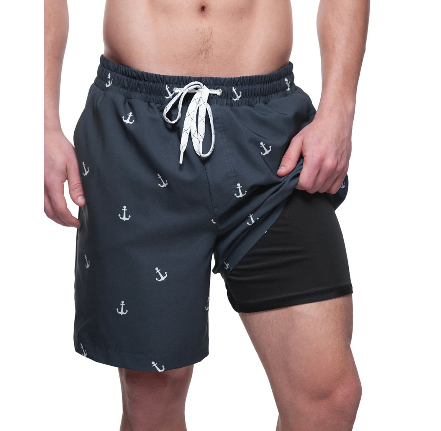 Men's 7" Compression Liner Stretch Swim Trunks UPF 50+