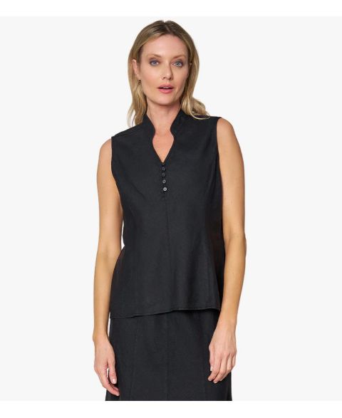 Женский топ Stella Carakasi Linen Sleeveless In Line, цвет: Чёрный